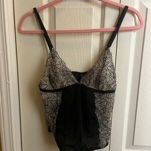 2000s Y2K Sheer Nude and Black Grunge Lingerie Cami